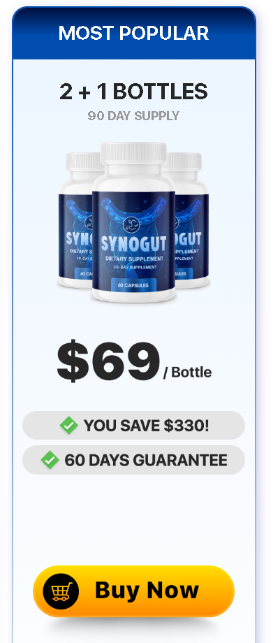 No more digestive discomfort – SynoGut supports a clean and regular system!
